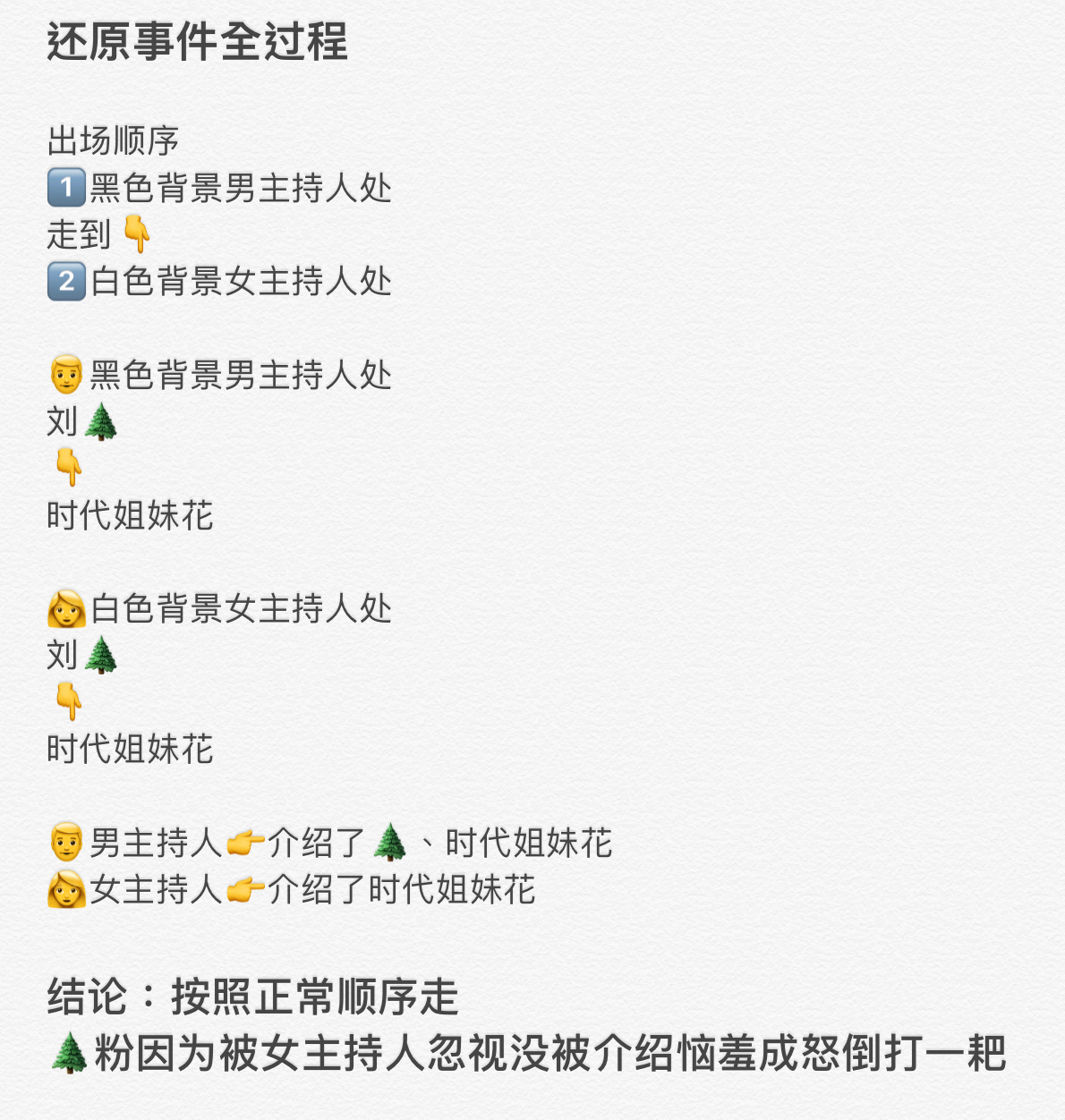 嘉人红毯 半天没人走  还原事件全过程出场顺序1⃣️黑色背景男主持人处走到👇2