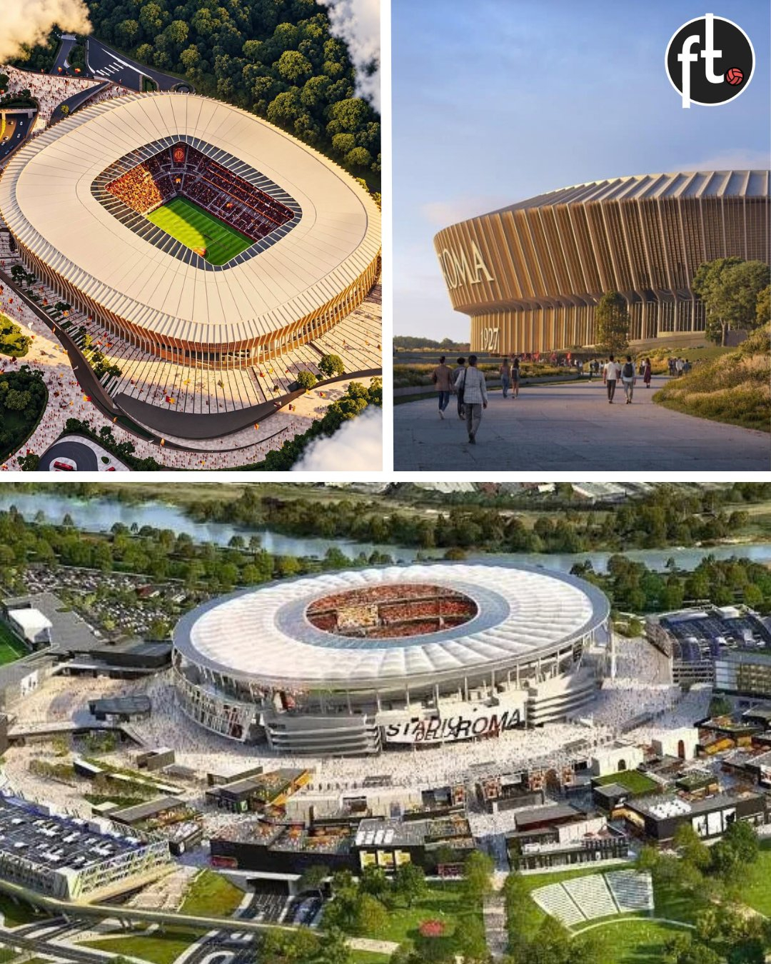 官方消息：罗马俱乐部终于获准在彼得拉拉塔修建新球场。🏟️❤️💛历经多年规划，