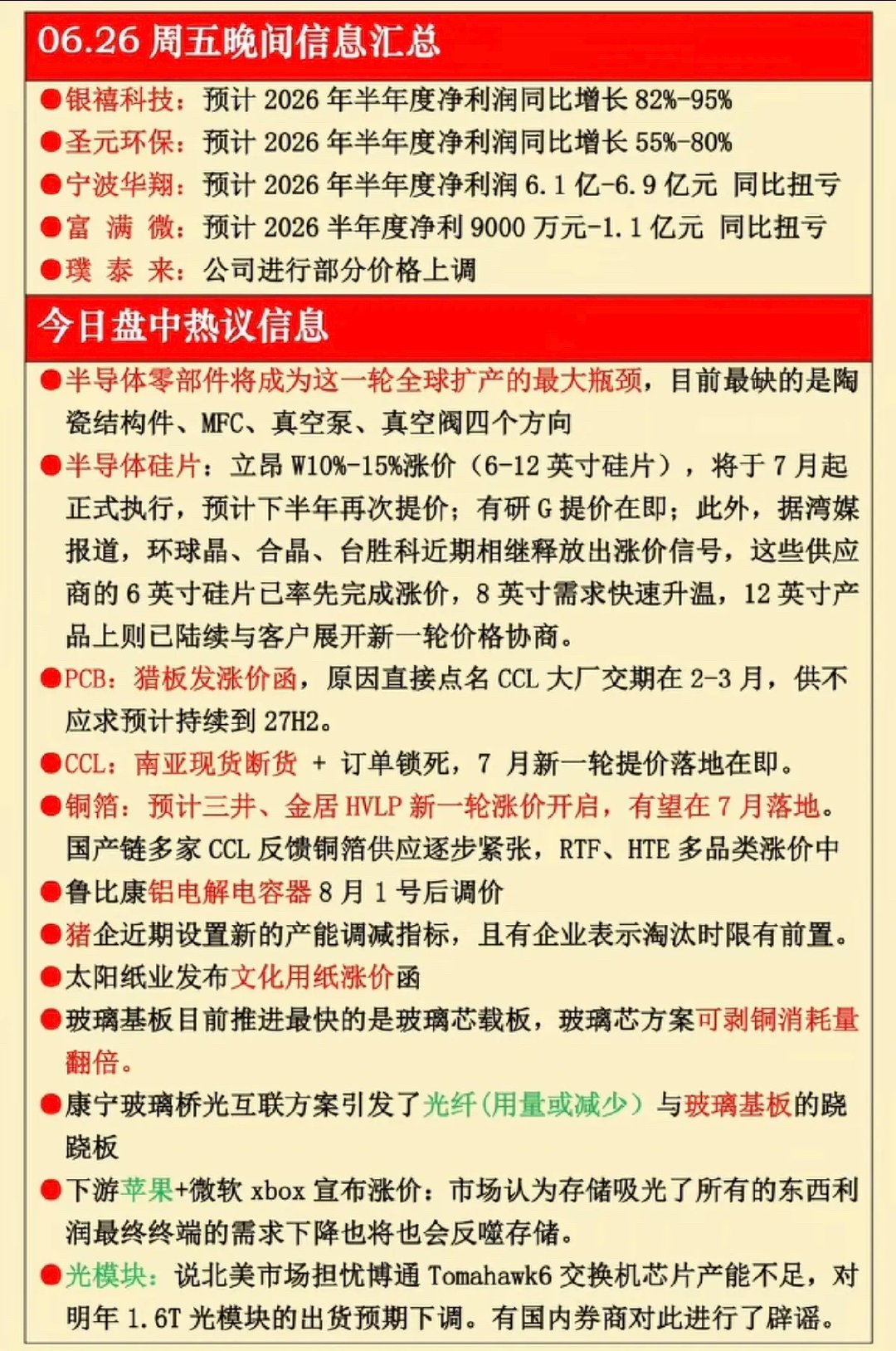 6.26周五  晚间：财经热点汇总！ 