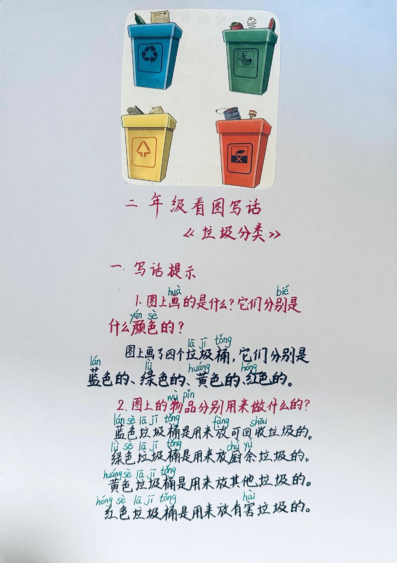 看图写话《垃圾分类》：按顺序介绍，写一篇有条理的文章（附范文）