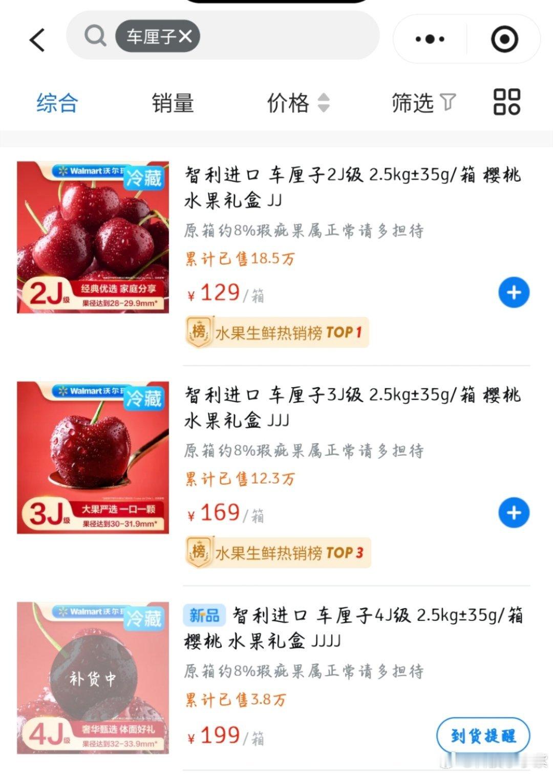 车厘子跌破1元一颗确实这个价格已经平价了不少！！2J的才二十多一斤喜欢吃车厘子的