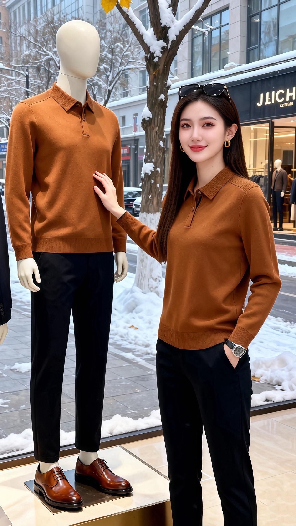 雪色漫过橱窗时，许妍正指尖敲着笔记本键盘——焦糖色针织衫的翻领贴着脖颈...