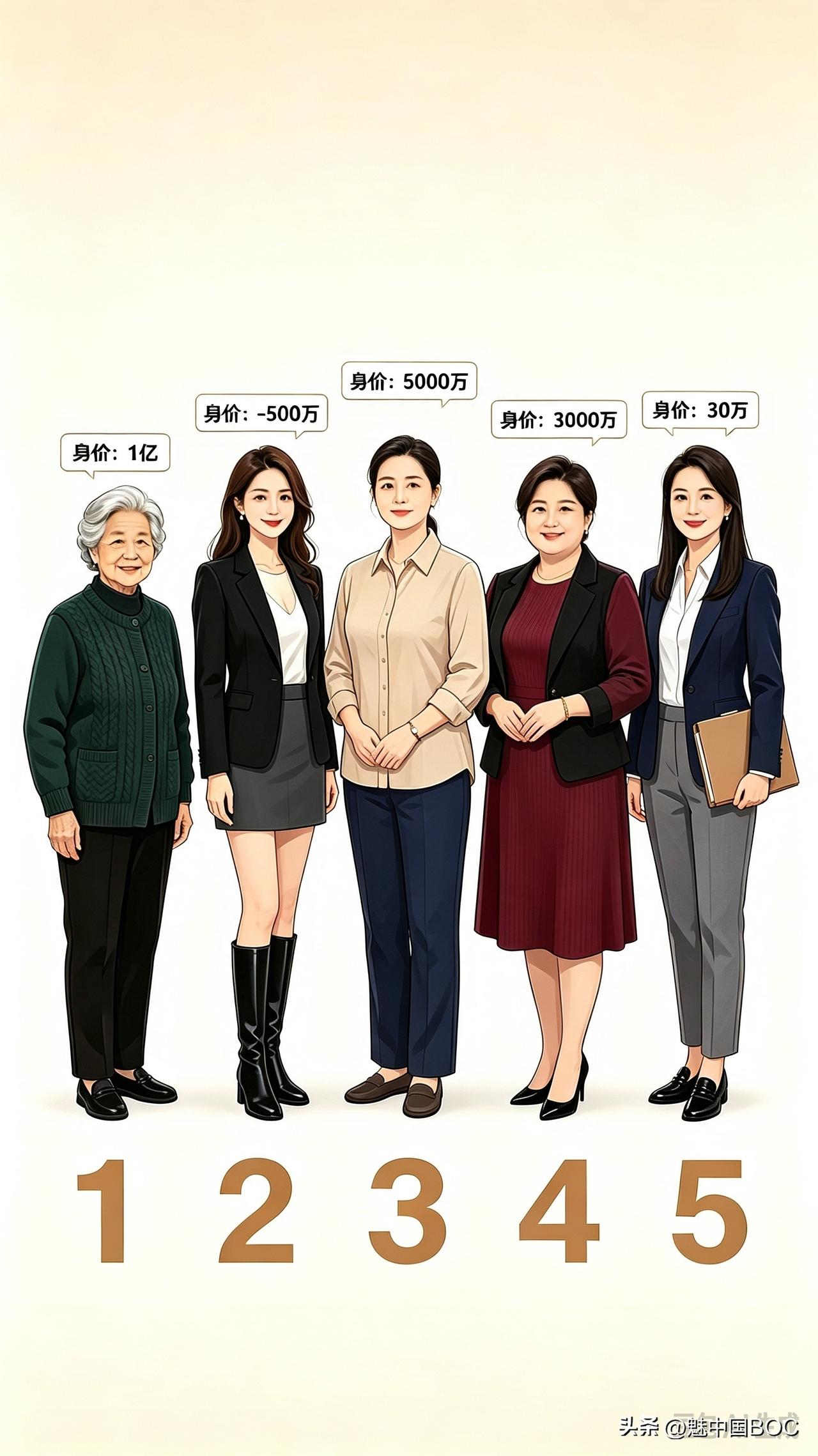 一张给五个女人标身价的图火了：1亿、3000万、-500万，这图的问题不在数字。