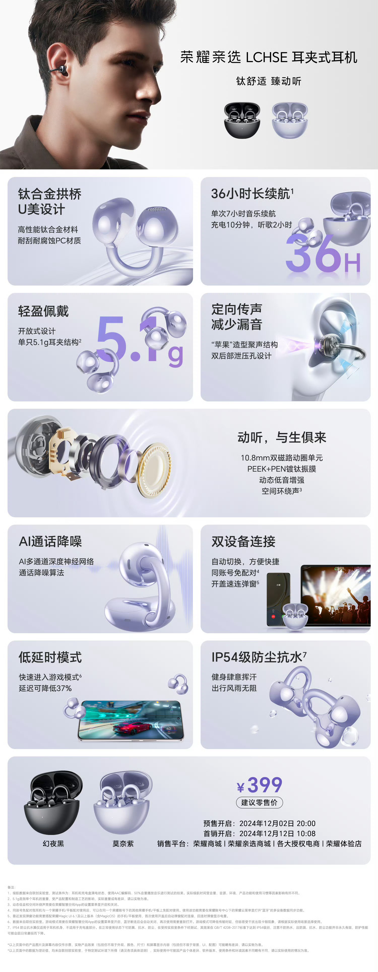 荣耀亲选 LCHSE耳夹式耳机又是“李逵李鬼”，外观和颜色都差不多，海报也有点像
