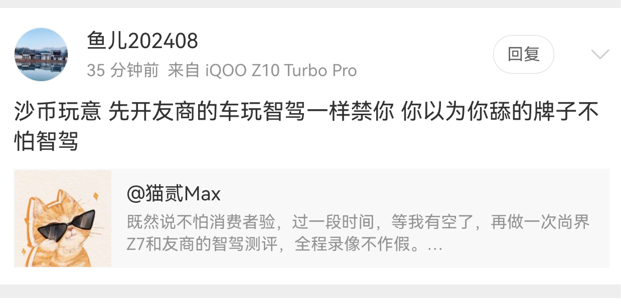 我说我要测智驾，都没说结果，直接开骂