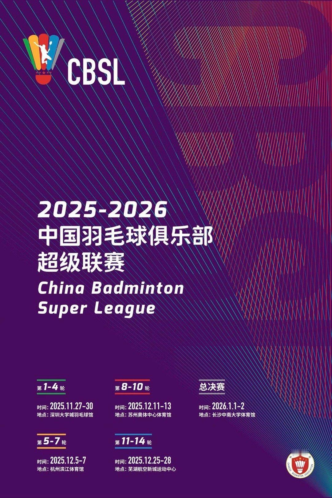 羽超联赛苏州站即将开赛羽超联赛第二循环第8-10轮比赛将于12月11-13日在苏