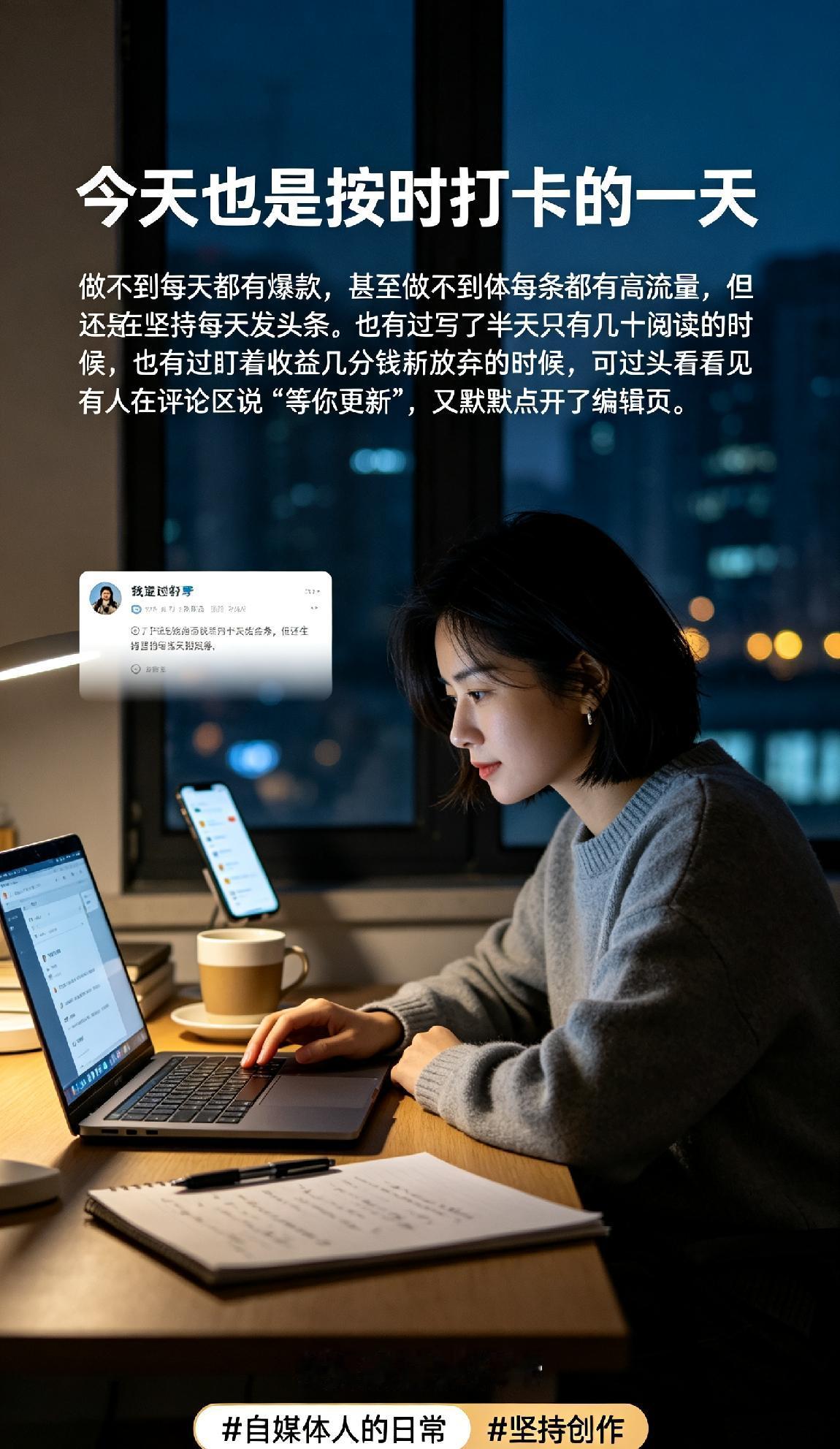 说实话，做不到每天都有爆款，甚至做不到每条都有高流量，但还是在坚持每天发头条。