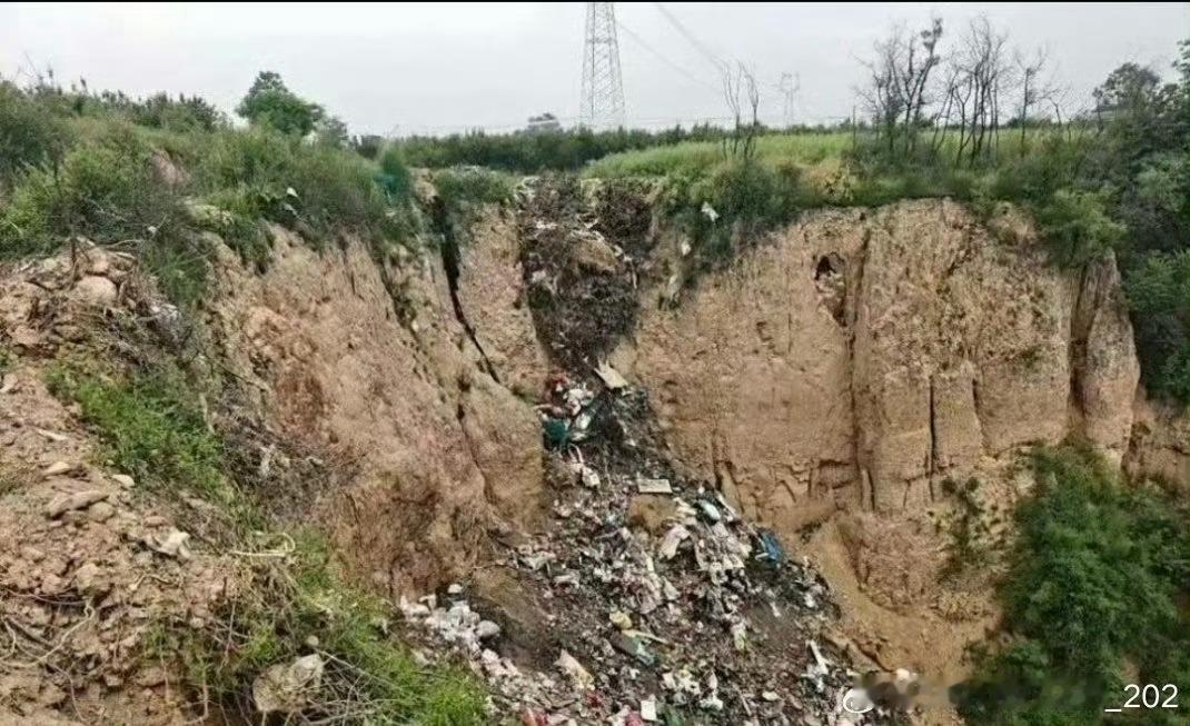 网友质疑：渭南澄城一村垃圾沟侵吞果园，乡村环保不容“留白”陕西澄城县韦庄镇楼子斜