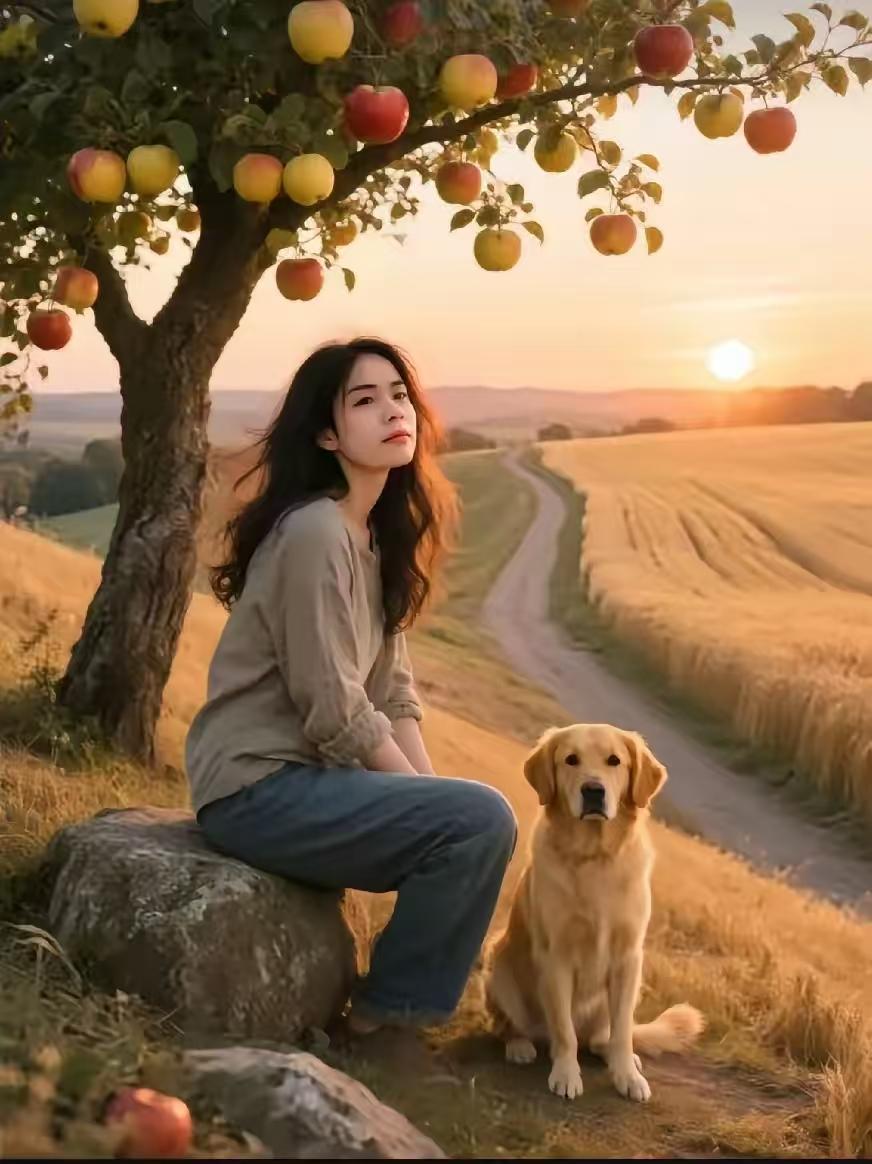 天净沙·田头思
桃树石墩，
生活思忖。
种田为福无嗔，
观光客近，
一村春色怡神