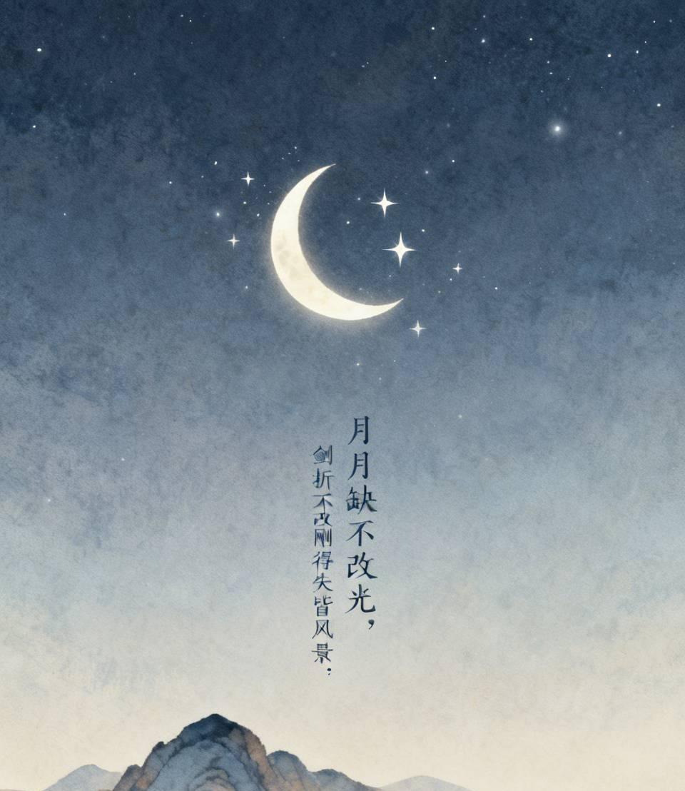 月的缺 🌙
月亮有阴晴圆缺，从不因残缺而自卑，也不因圆满而骄矜。它坦然接受周期