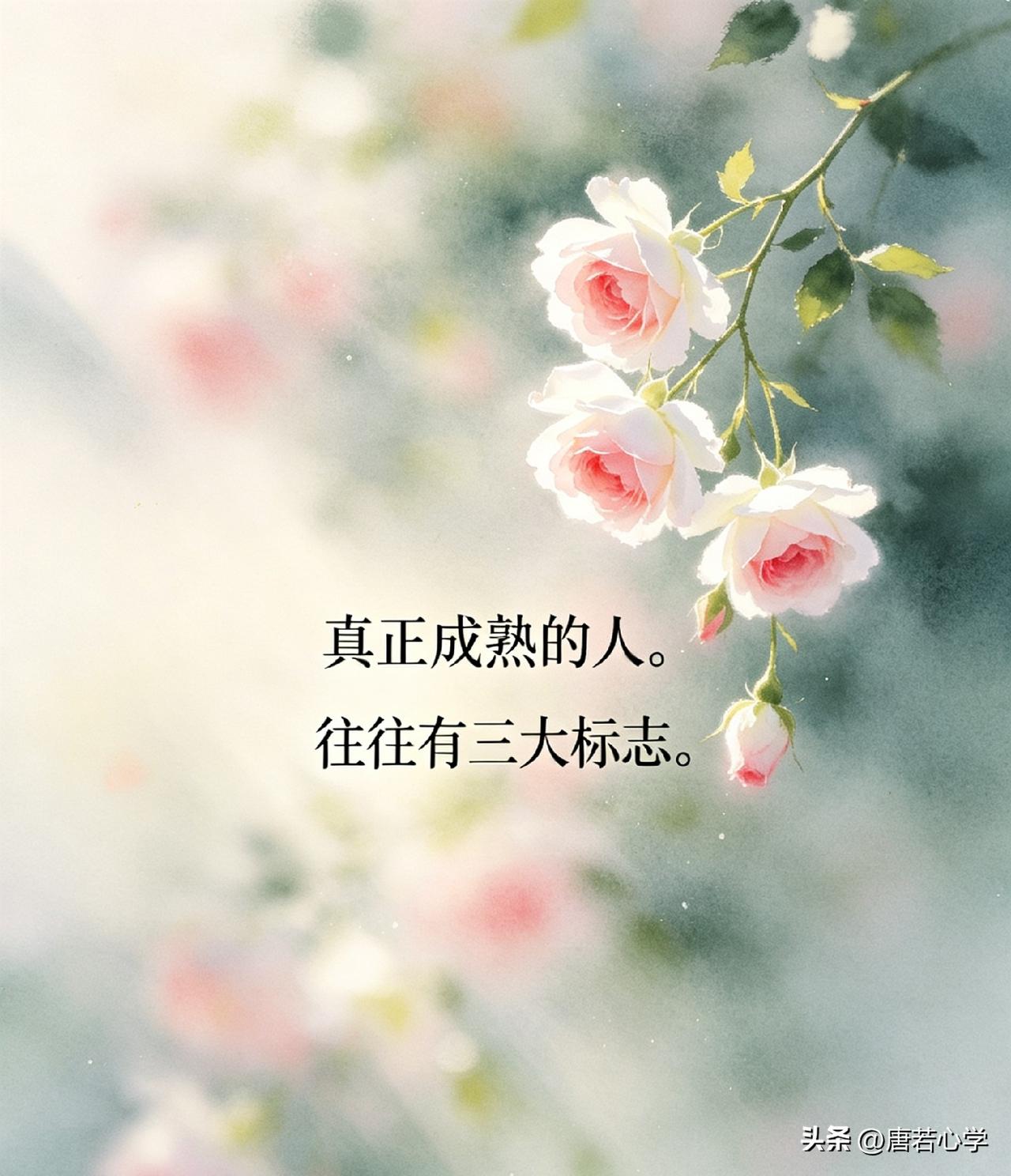 一个人真正成熟往往有三大标志

莫言曾说：“一个人真正的成熟，不是年纪大了，而是