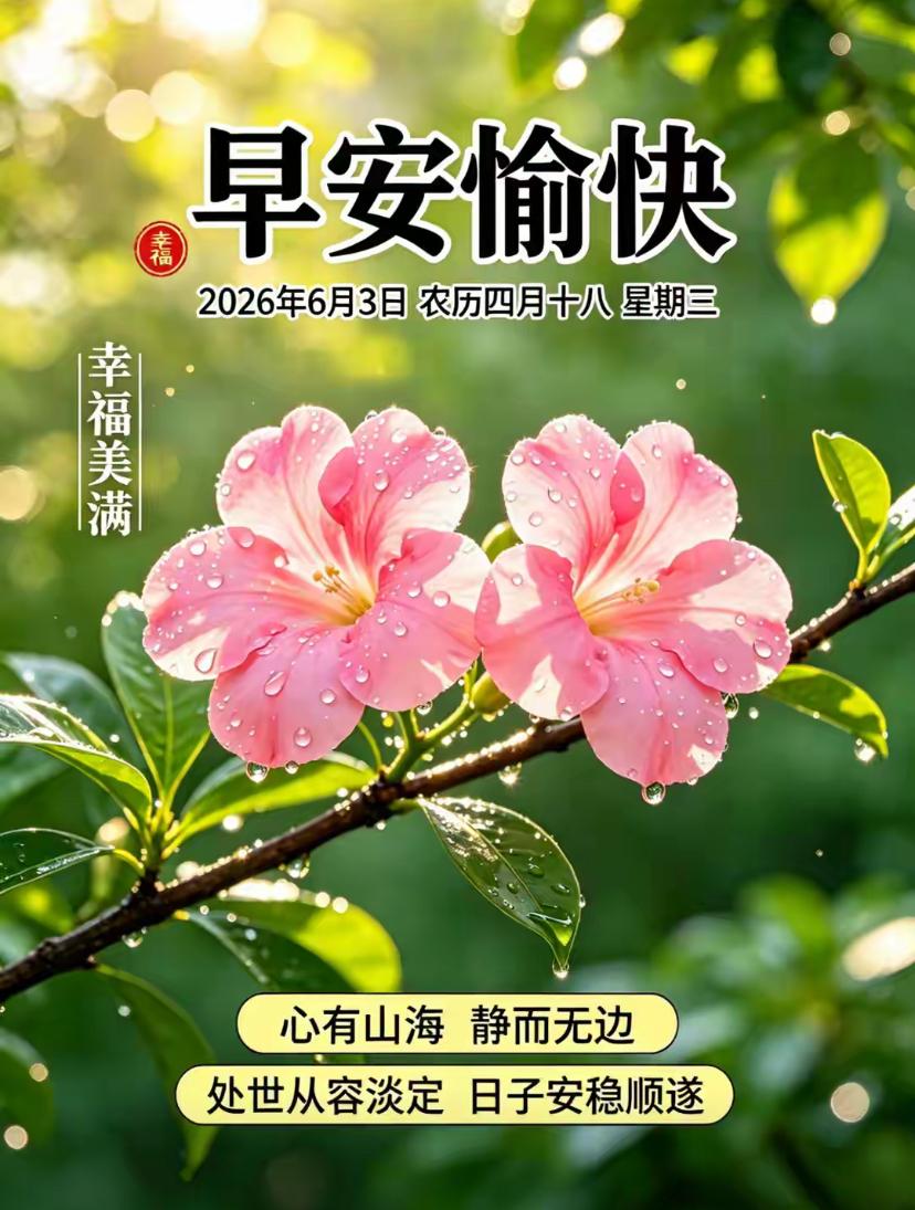 🌺☘️6./3.常念心中暖，静享岁月安🌺

☘️🌸盛夏晓风轻拂，带来丝丝清