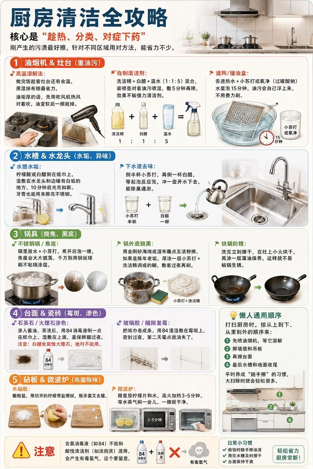 厨房清洁全攻略，转需