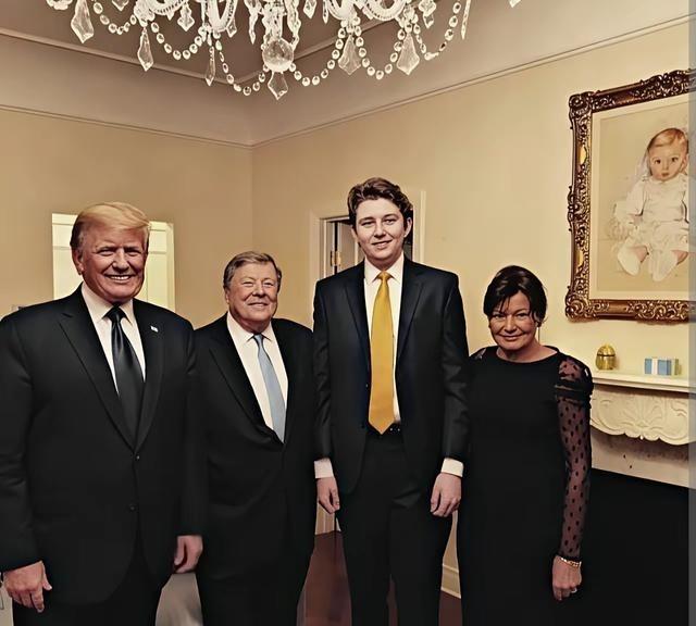 特朗普跟他的岳父母站在一起，特朗普看着比他的岳父母还老。
维克托只比特朗普大两岁