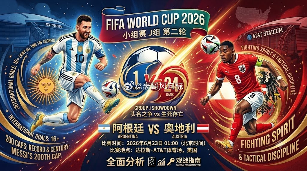 🏆 2026美加墨世界杯：阿根廷 vs 奥地利⚡️ 核心看点梅西的200场与历