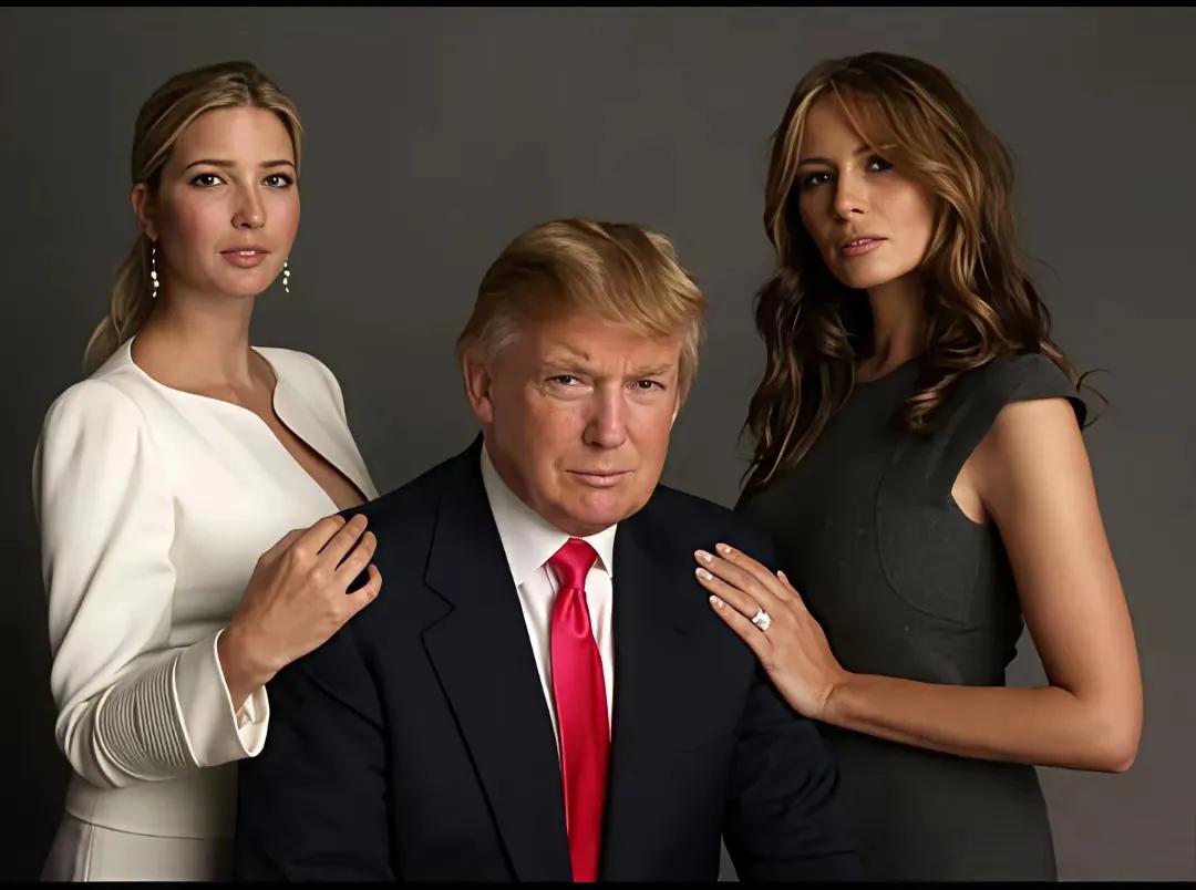 网上​疯传一张特朗普和妻子梅拉尼亚、大女儿伊万卡同​框合影，里面藏着一处很明显的