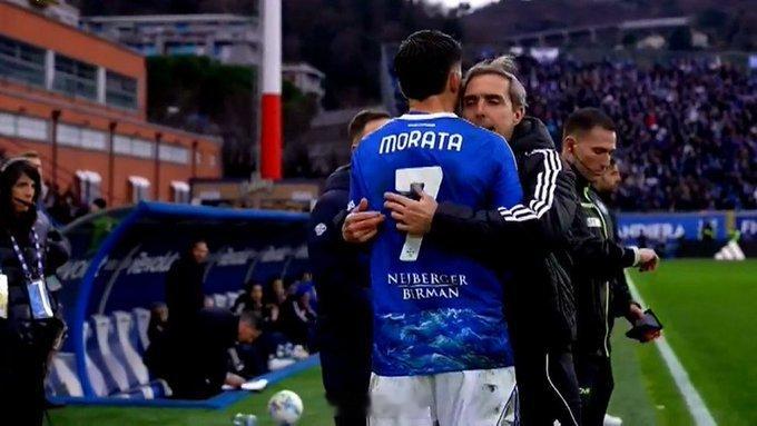 【莫拉塔疑似和法布雷加斯口角】科莫1-2紫百合，莫拉塔替补上场后57分钟替换上场