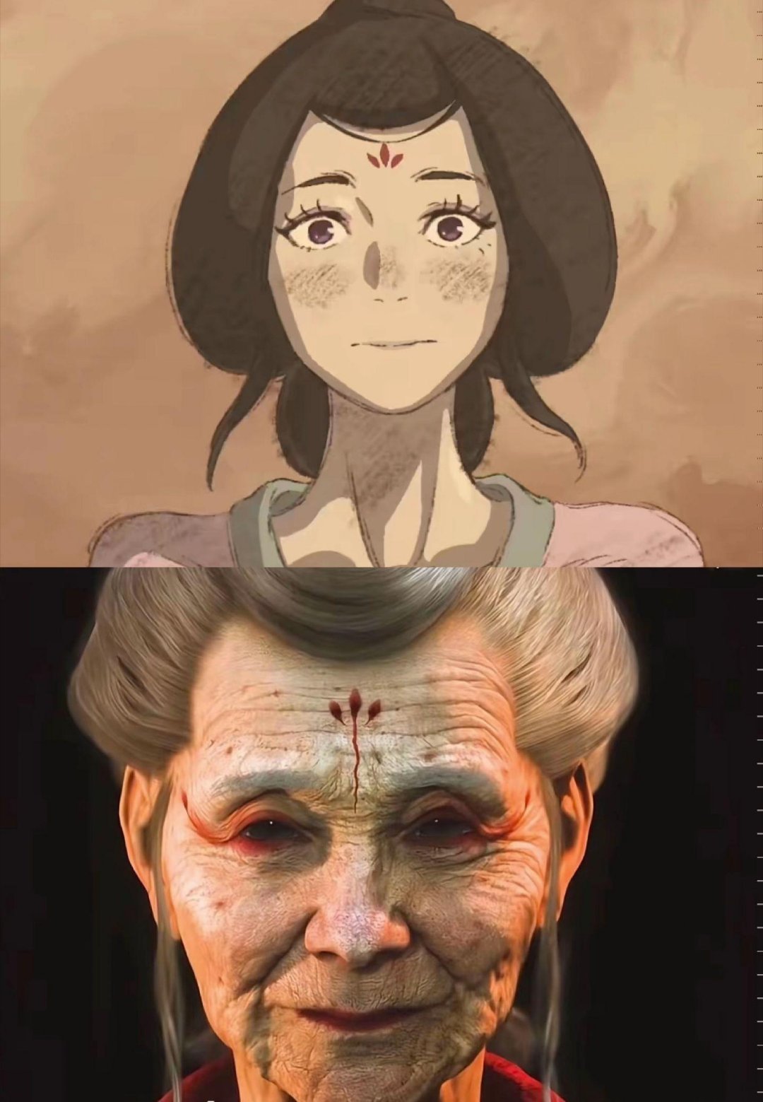 再见你时 她还是化着初见时的妆当年的西游降魔，那句对话“我是蜘蛛”“我也是只猪”