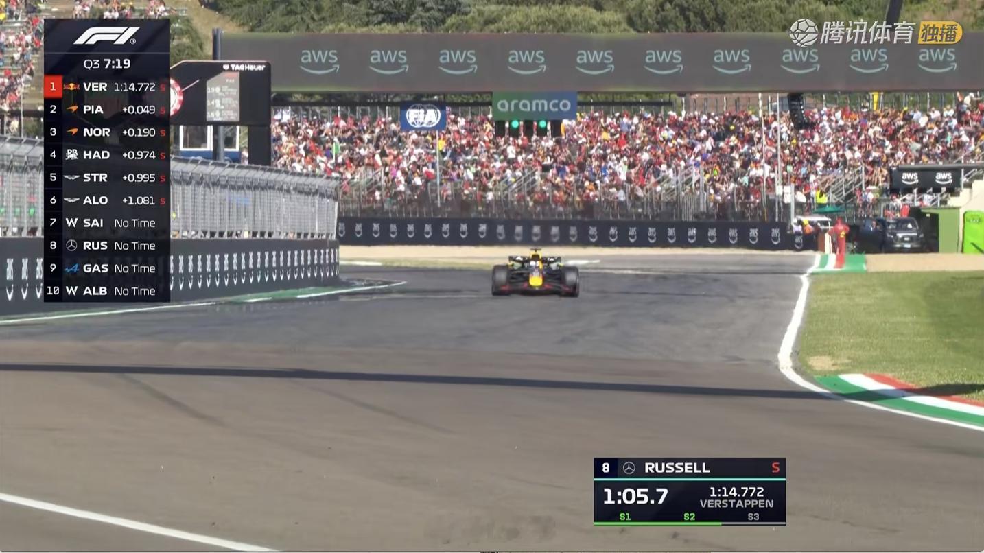 维斯塔潘Q3第一个飞行圈暂列第一F1[超话]2025F1伊莫拉大奖赛 ​​​
