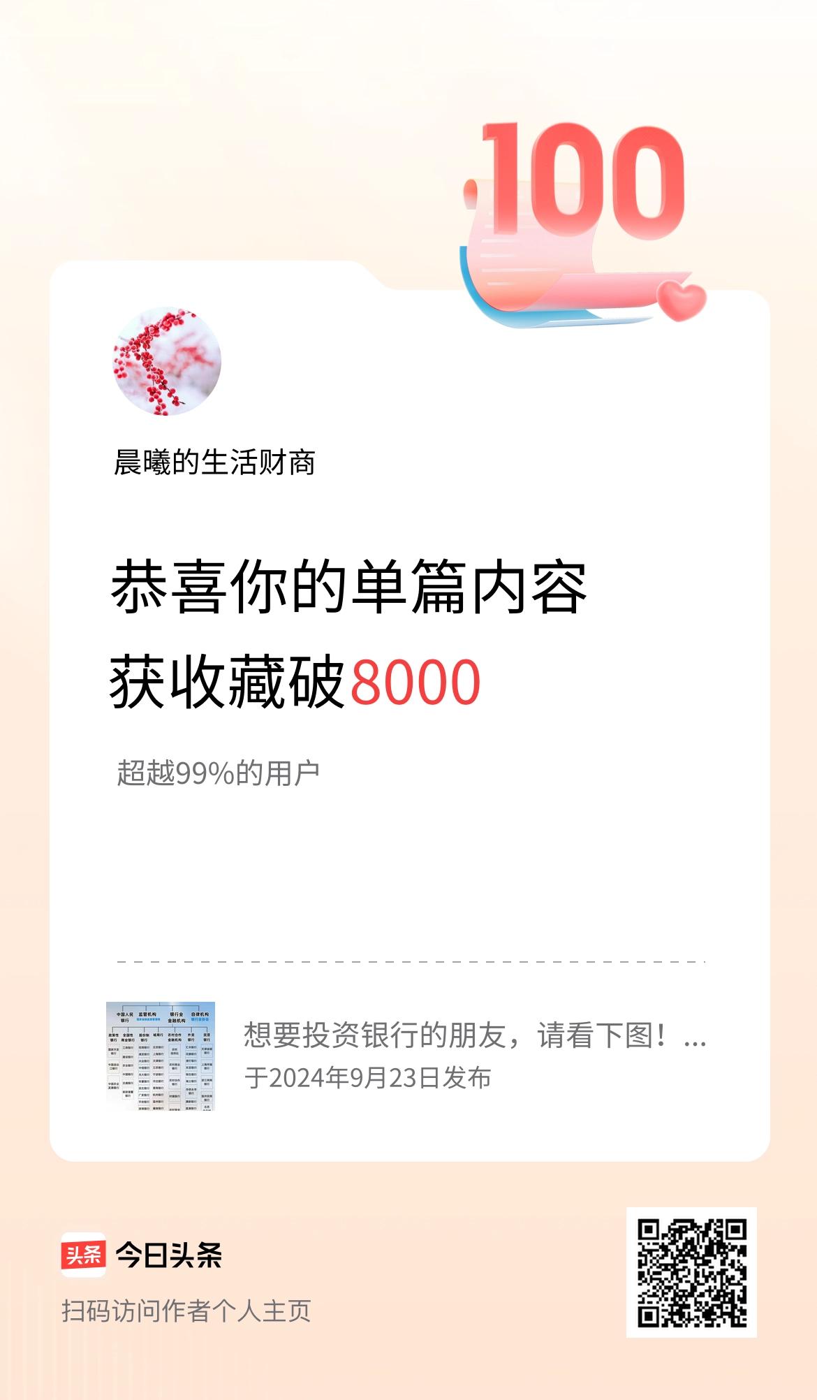 单篇内容获收藏量破8000啦！