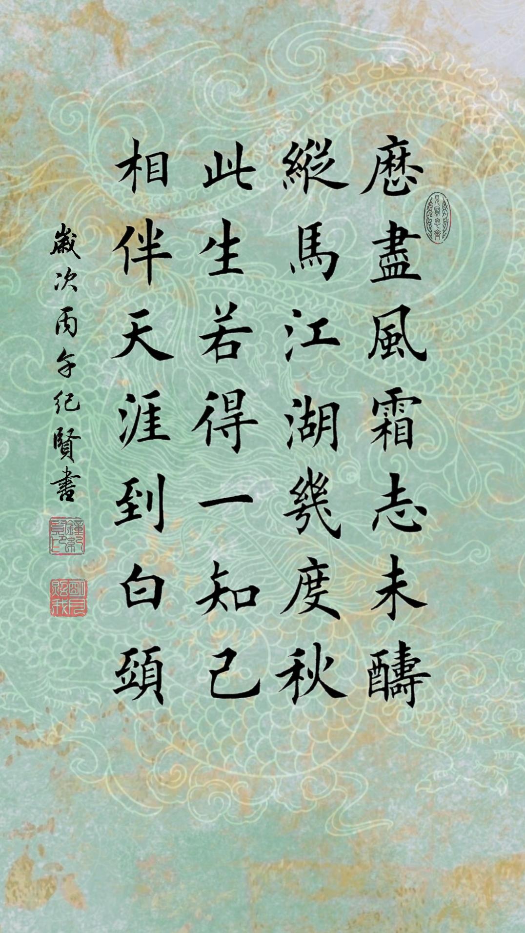 历尽风霜志未酬 纵马江湖几度秋 此生若得一知己 相伴天涯到白头