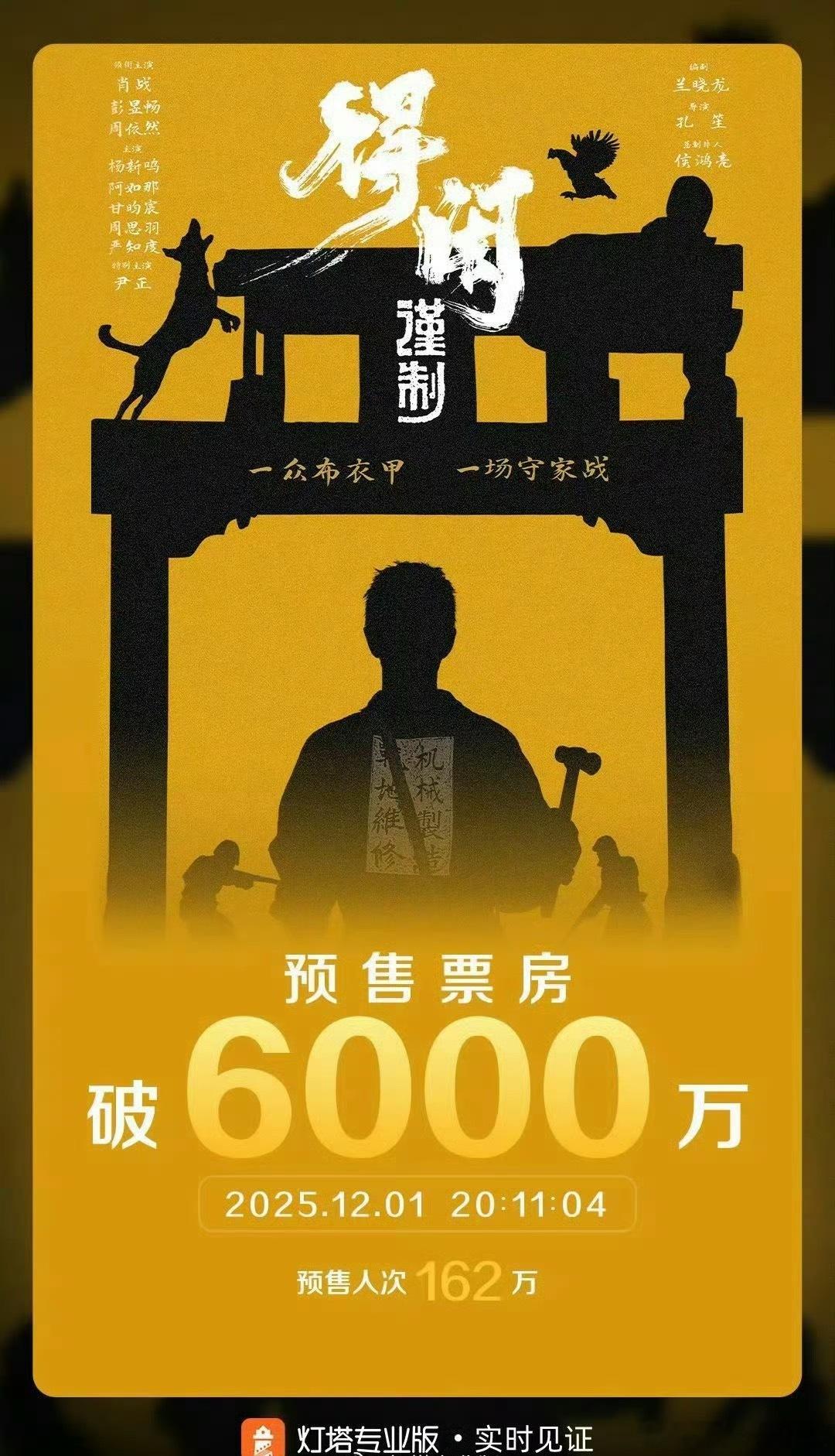 才定档几天预售票房就6000w，这速度破亿指日可待 