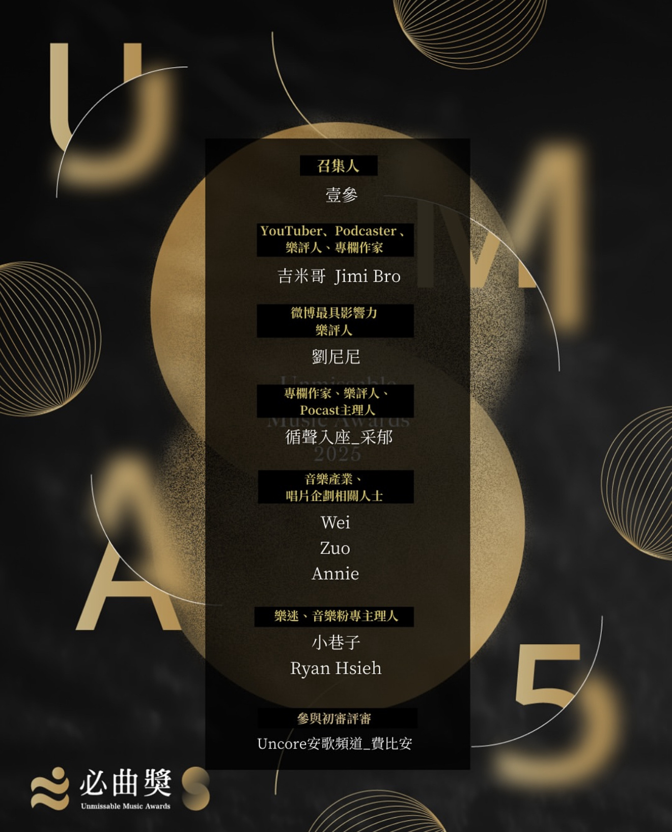 第五届台湾必曲奖赶在金曲奖入围公布前揭晓奖项，非常荣幸今年也参与了奖项的评选，这