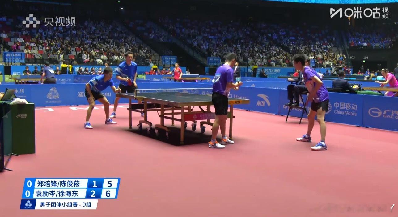 2025大湾区全运会男子团体D组福建0-1辽宁陈俊菘/郑培锋1-3袁励岑/徐海东