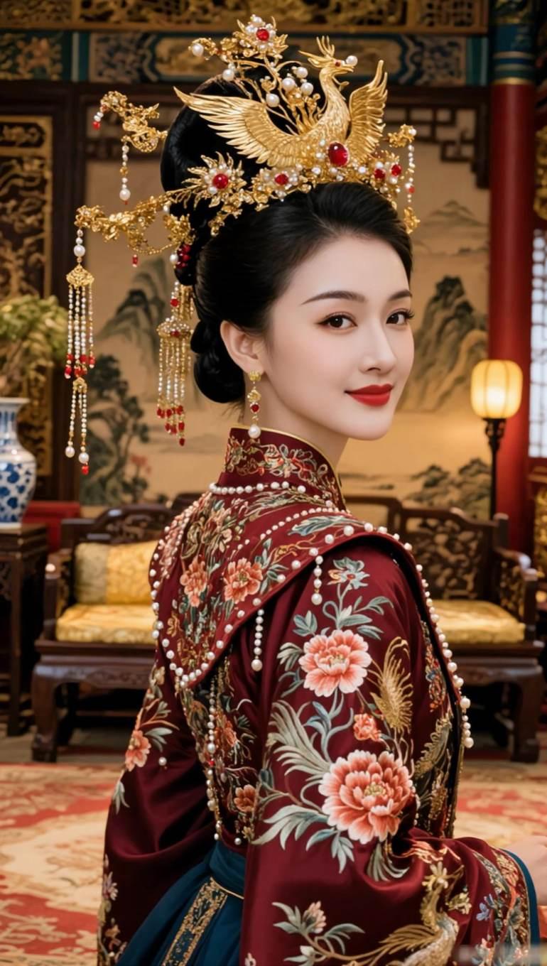 AI古典凤冠写真 随变ai随便玩 凤冠霞帔 古装 国风古韵