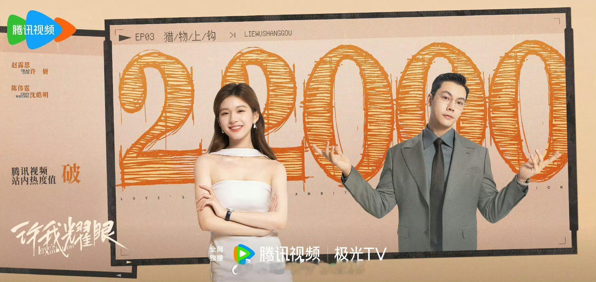 赵露思陈伟霆 许我耀眼开播2小时热度破22000！[憧憬] ​​​