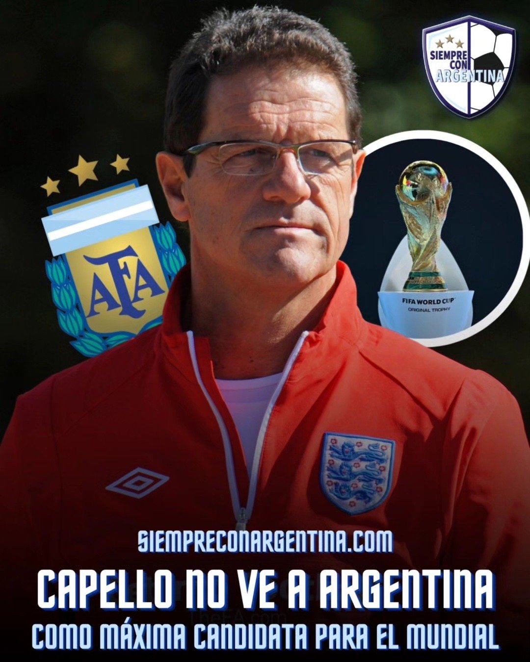 卡佩罗并不认为阿根廷队会赢得2026美加墨世界杯 🏆🗣️ “我一直都很看好西