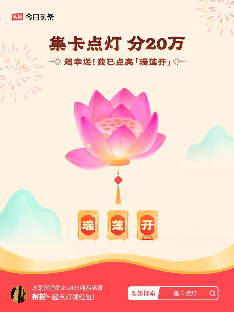 集卡领红包我正在参加集卡点灯分20万活动，集卡最高可得2026元！我已点亮灯笼，