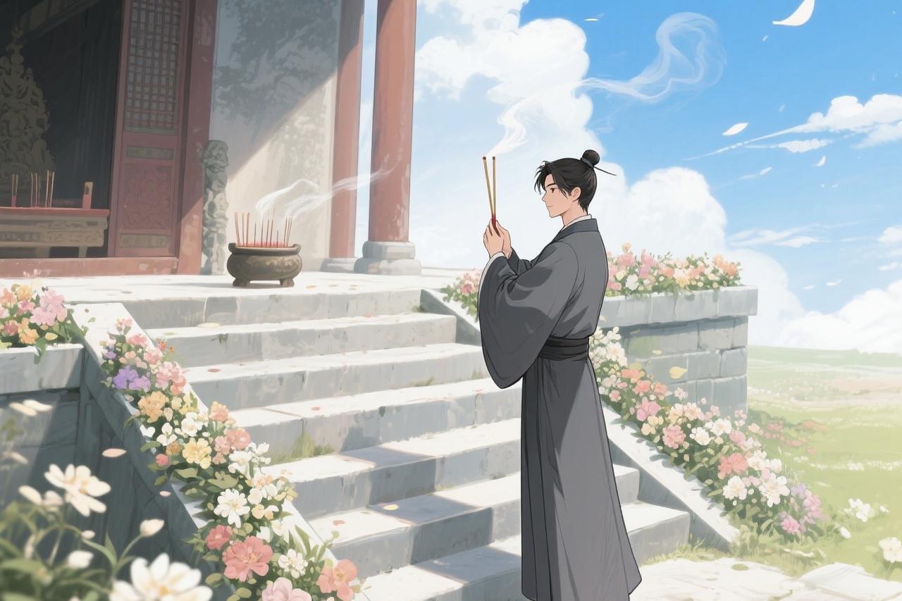 近日诸事不顺
男人到庙里上香
想赶走霉运
但似乎没什么用
后来他听闻
泰华寺的神