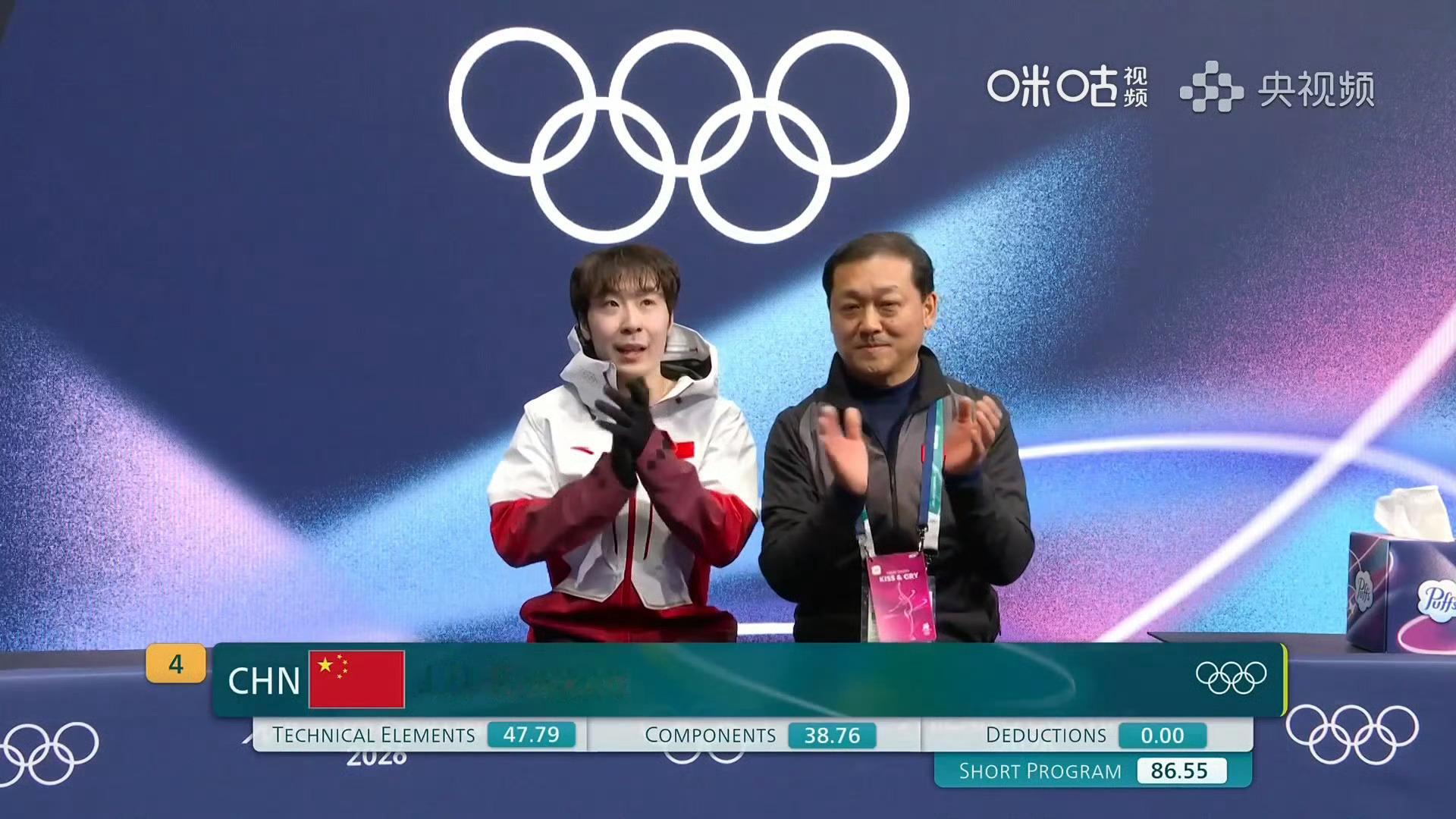 金博洋短节目86.55分金博洋男单晋级自由滑⛸️米兰冬奥会花样滑冰男子单人滑短节