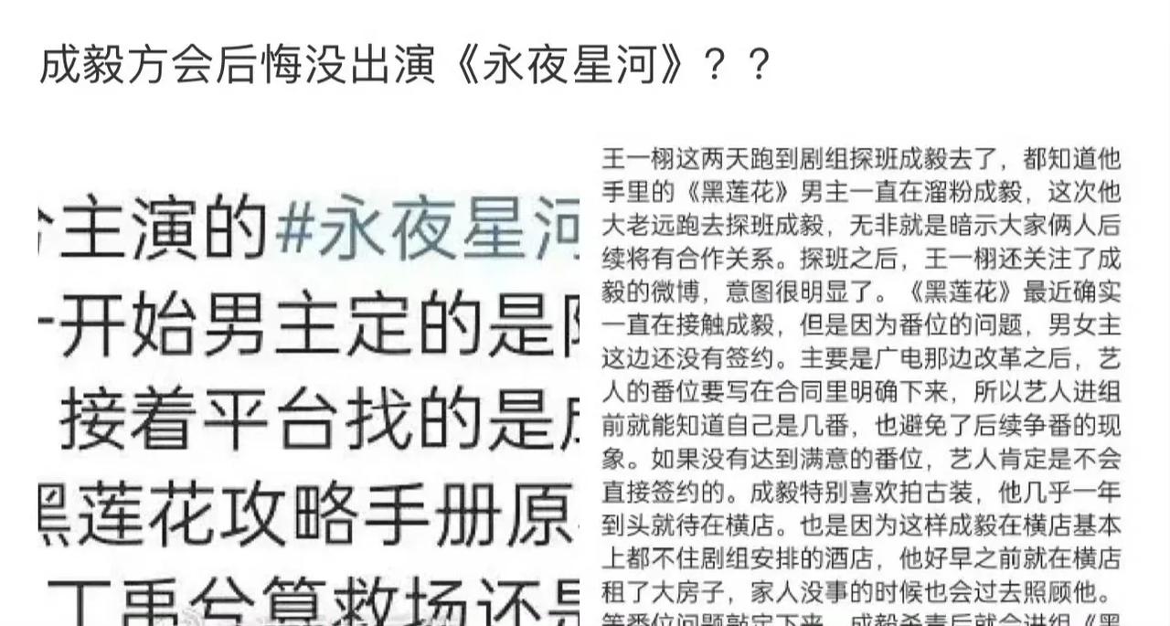 原来成毅也接触过《永夜星河》[吃瓜群众]不知道他现在后悔没？