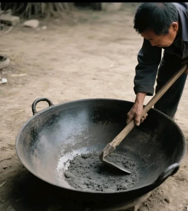洗锅
发现锅底和水槽接触地
有油污出现

要清理锅灰了
我把锅底烧热
用刀子刮锅