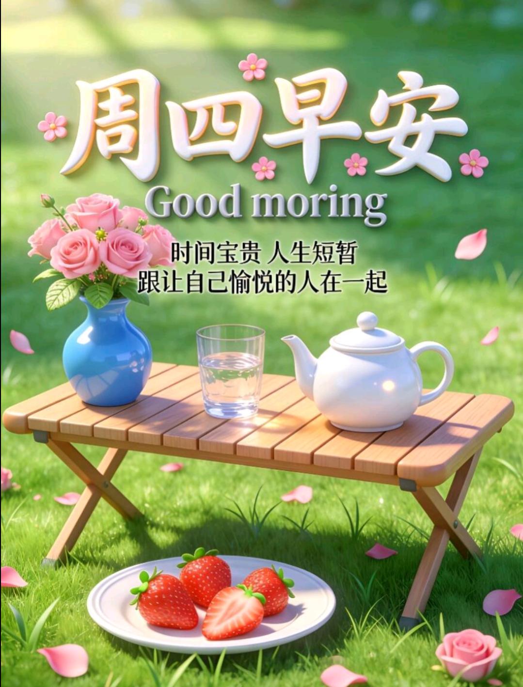 周四早上好！晨曦微暖，祝福轻至，每个清晨，都承载美好期盼，感恩一路有你，珍惜每份