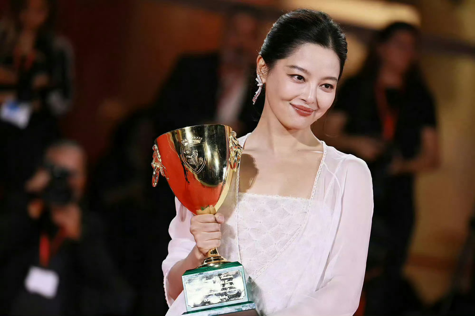 辛芷蕾威尼斯影后凭借《日掛中天》的出彩表现，辛芷蕾获得威尼斯最佳女主角！也是中国