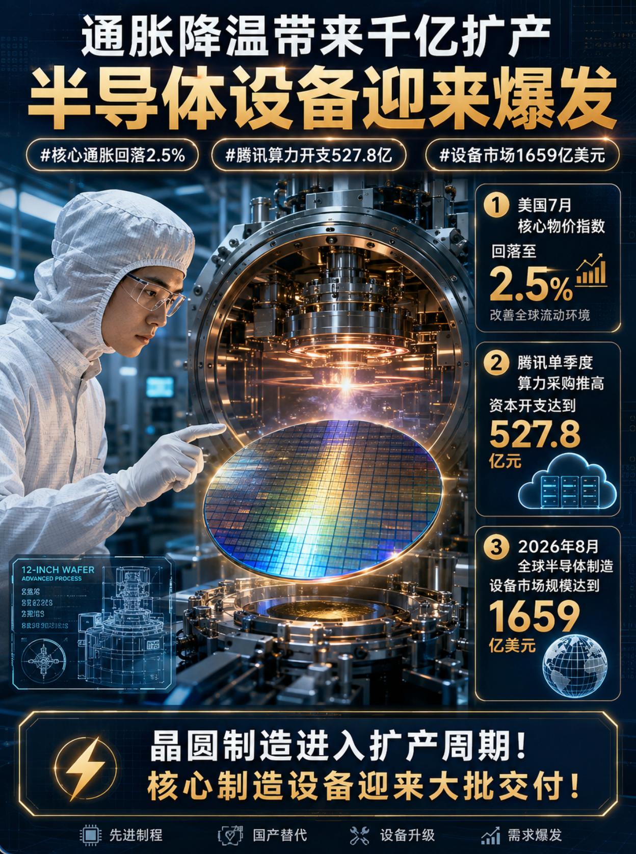 美国最新通胀降温引爆千亿扩产潮，半导体设备迎来重大爆发！

美国公布7月物价指数
