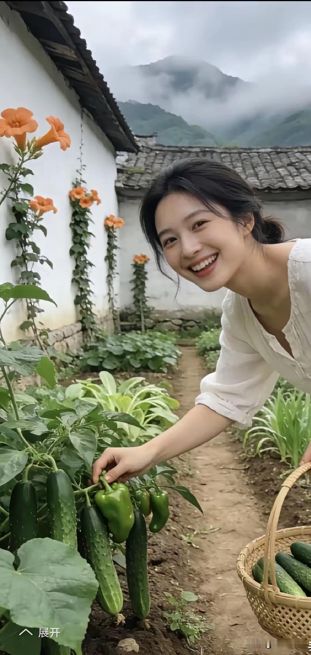 四块玉·农家乐
种野花，栽新稼，
半亩闲庭度岁华。
青蔬红柿随时价，
蔬果鲜，烟