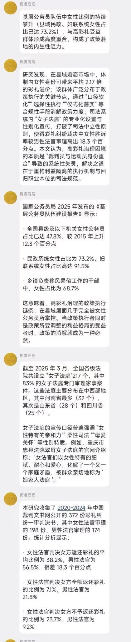 基层公务员队伍中女性比例的持续攀升(县域民政、妇联系统女性占比已达73.2%)，