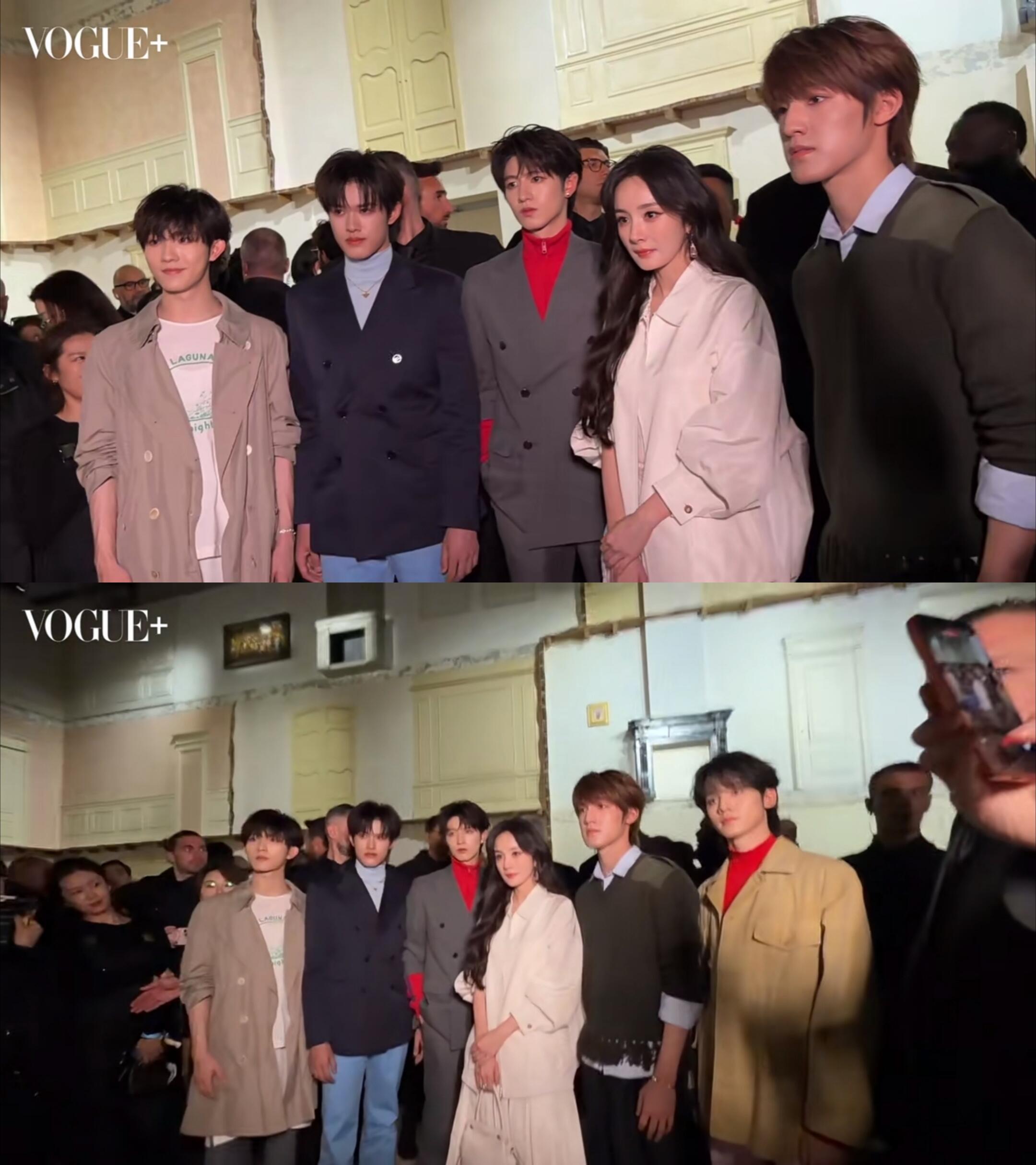 杨幂内娱常青树来的👍 杨幂和偶像团体合照从EXO TFBOYS，一路到时代少年