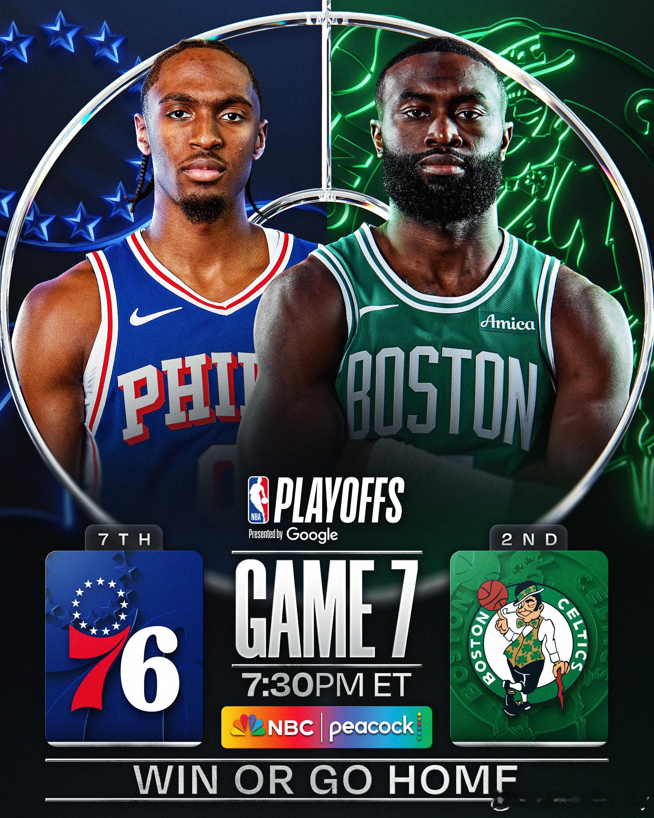 今天只有一场NBA季后赛，抢七大战！！！全程高清免废观看比赛直播戳这👇📺76