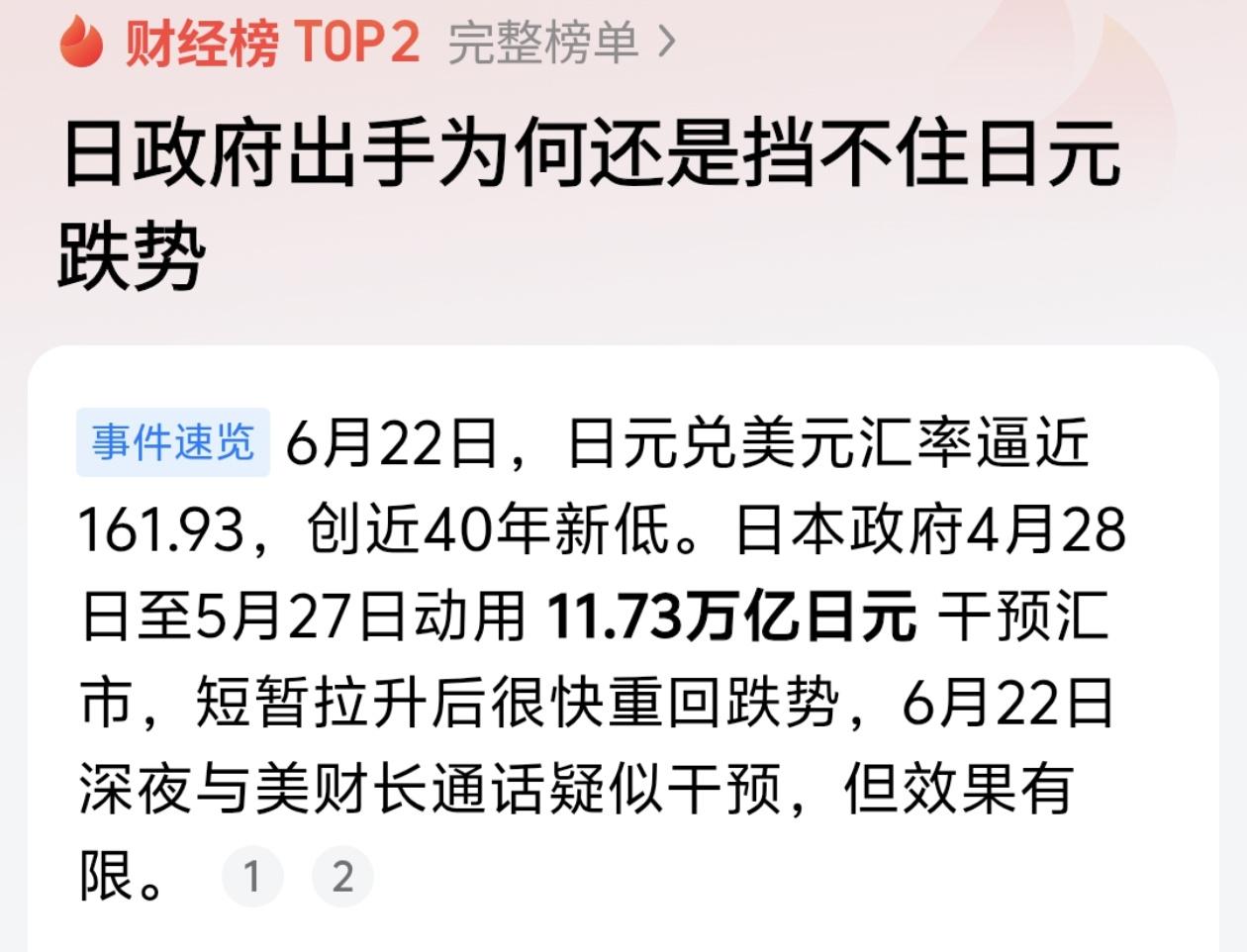 6月22日，纽约外汇市场，日元兑美元汇率盘中暴跌至161.93。距离1986年1