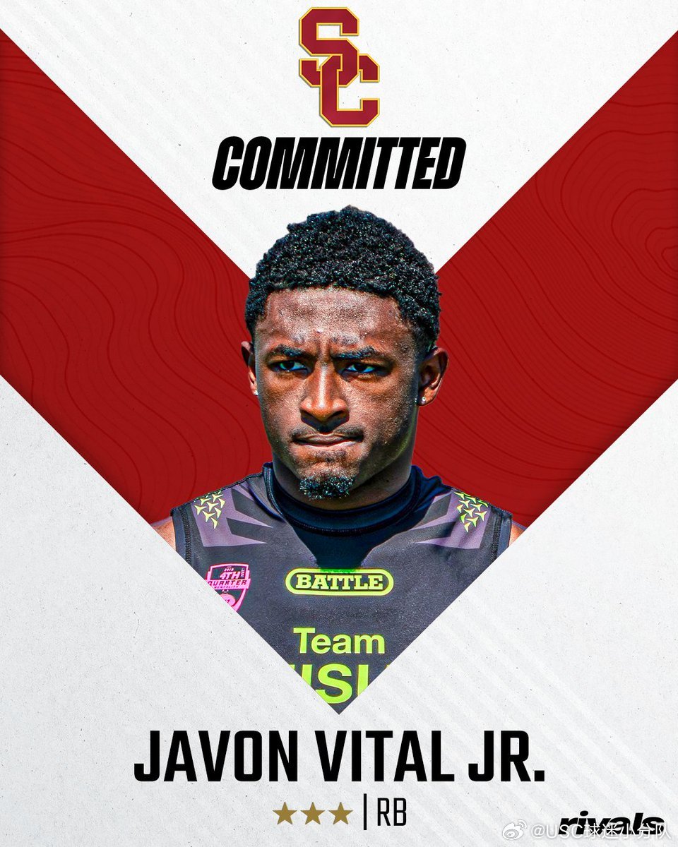 NCAA橄榄球2027 Class三星跑卫Javon Vital Jr.近日Co