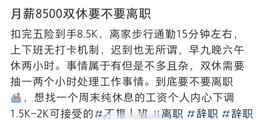 #月薪8500双休要不要离职#月薪8500双休要不要离职#暑假冲浪计划##夏日整