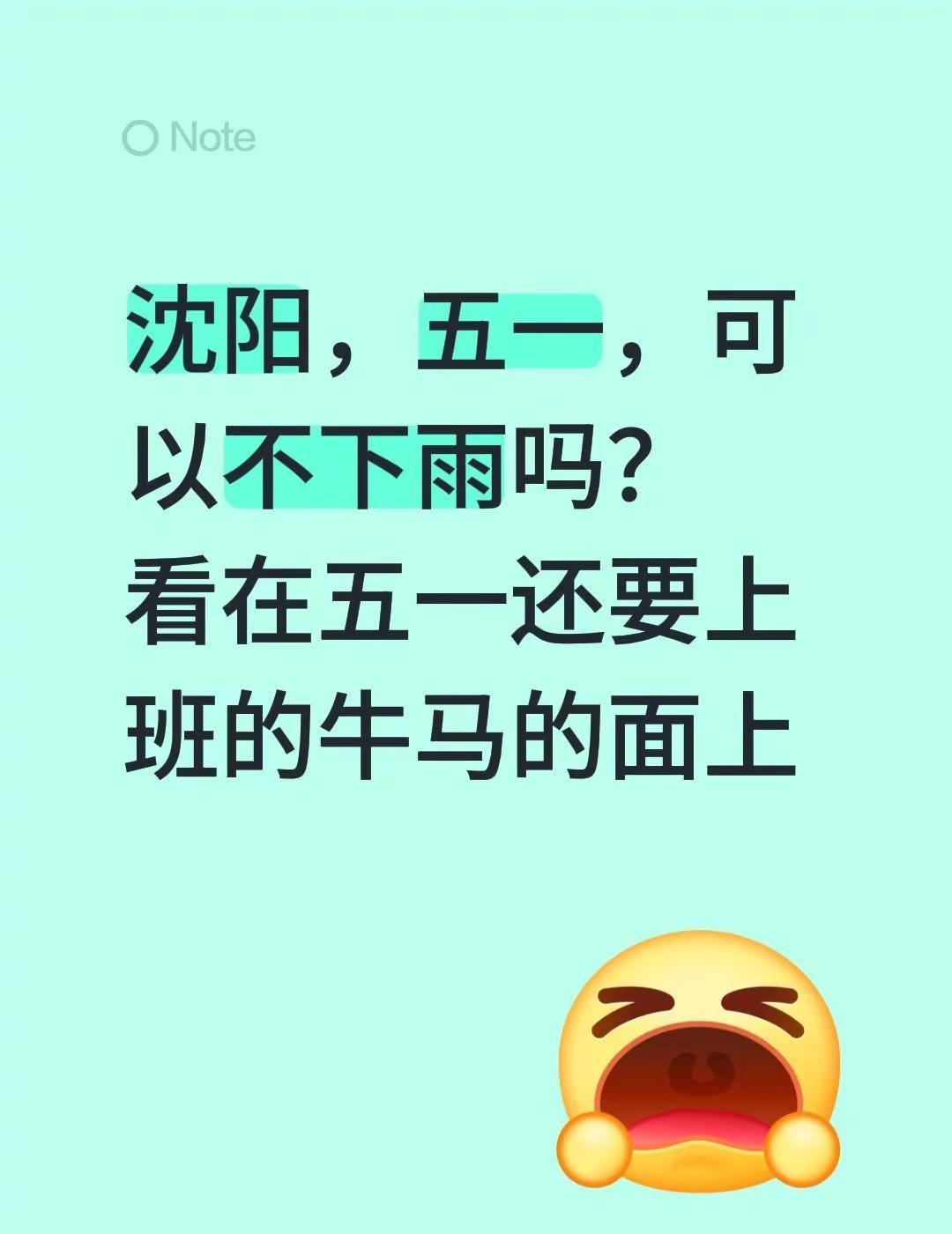 沈阳，五一，可以不下雨吗？看在五一还要上班的牛马的面上天气 沈阳旅游推荐 沈阳旅