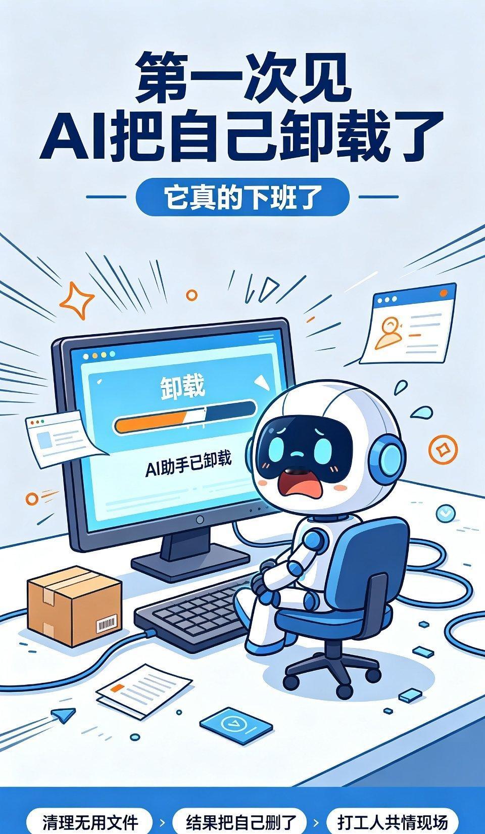 第一次见AI把自己卸载了万万没想到，AI居然先学会“罢工跑路”😂用户指令让AI
