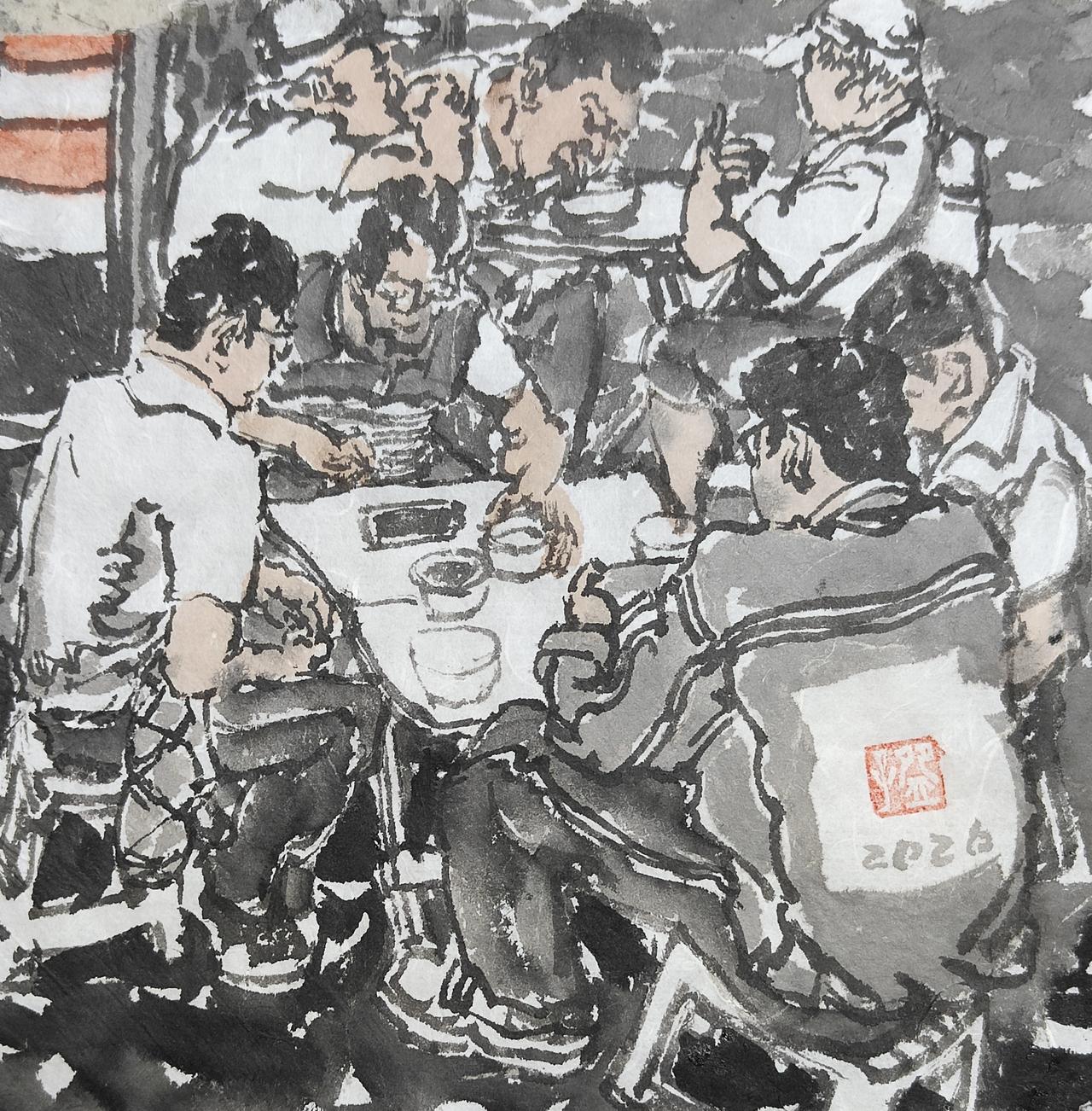 碗子的纸片水墨《市集No.5》
