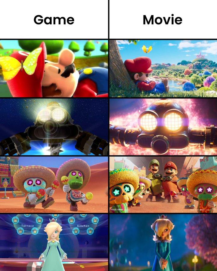 【《超级马力欧银河》游戏与大电影画面对比】今日博主Cartoon Base发布了